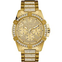 GUESS RELOJ DORADO, ACERO INOXIDABLE CON CRISTALES, MULTIFUNCIONAL Y